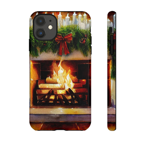 Candles on the Hearth Decorated for Christmas - Impact Resistant Phone Case iPhone 11 Glossy